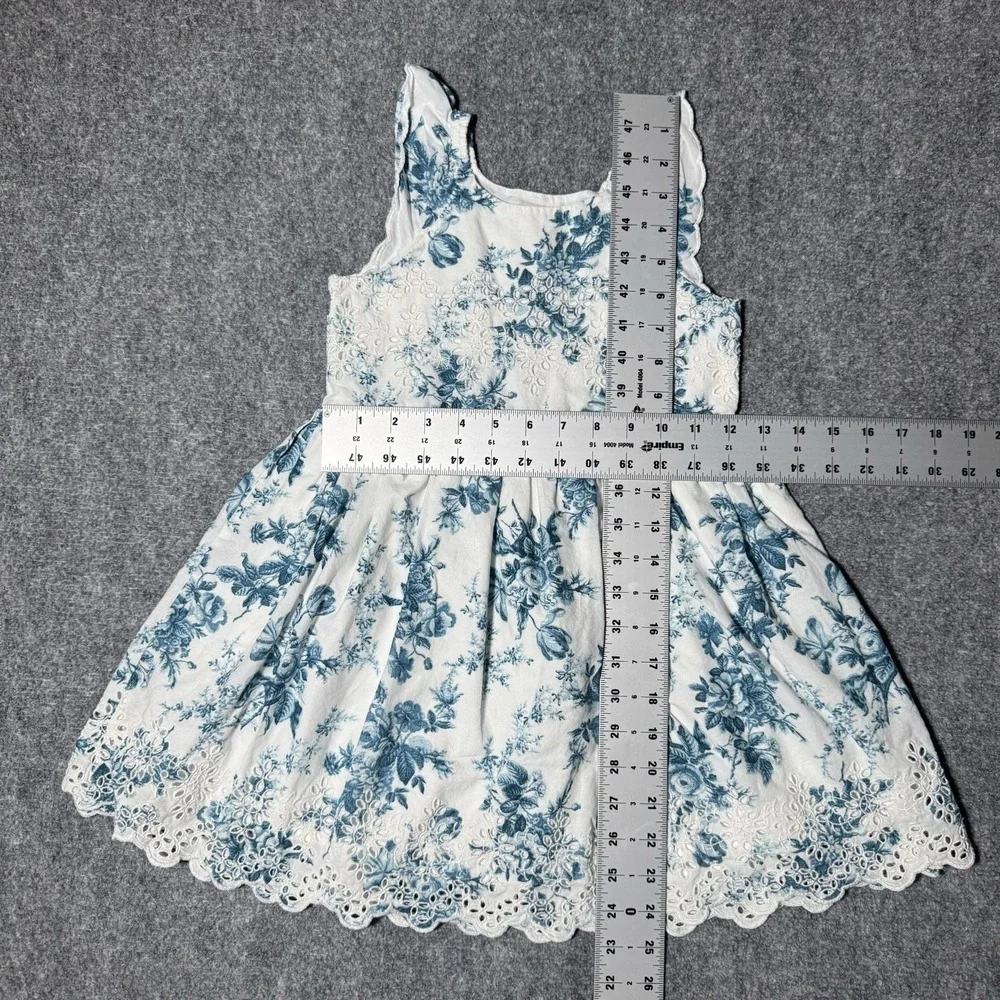 Gap x Love Shack Fancy Dress Floral and Lace Blue White Toddler Size 5 Years